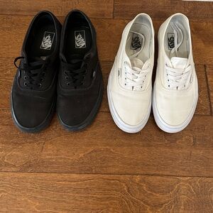 Laced vans- 2 pairs white and black